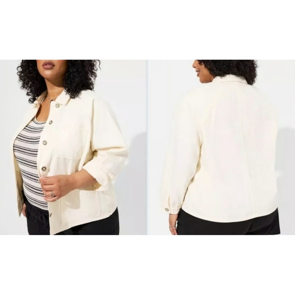 Torrid Canvas Raglan Chore Jacket Pristine Womens Plus 6X Button Front Off-White